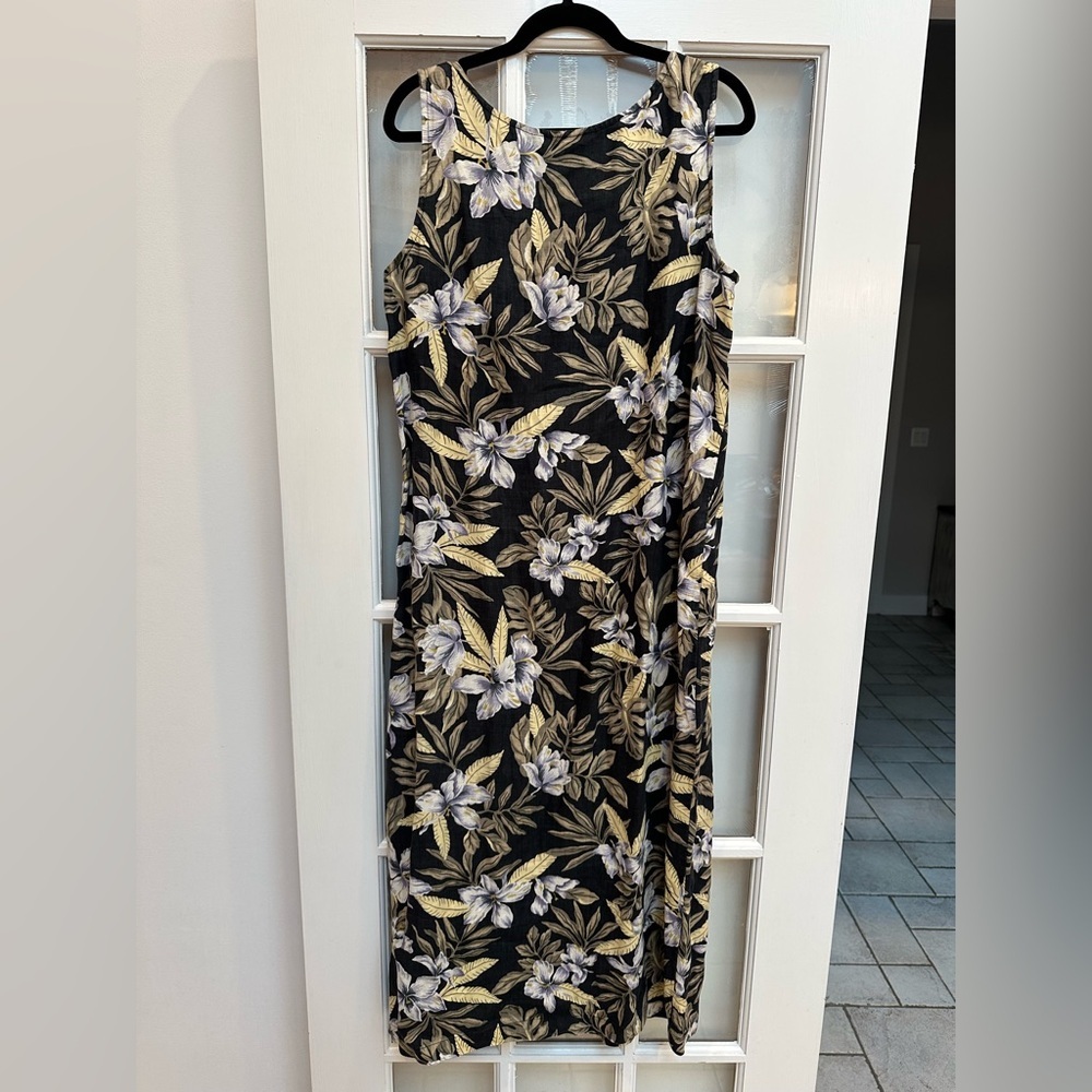 Vintage Jones New York Sport Linen Tropical Floral Midi Maxi Dress Chic Size 14W - Picture 3 of 10